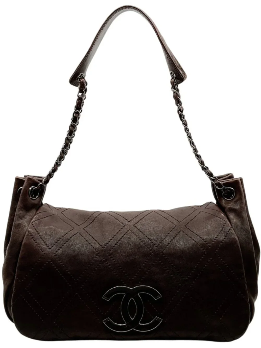 Chanel Brown Leather Diamond Stitch Shoulder Bag